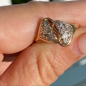 1/10 Carat Diamond Double Heart Infinity Ring